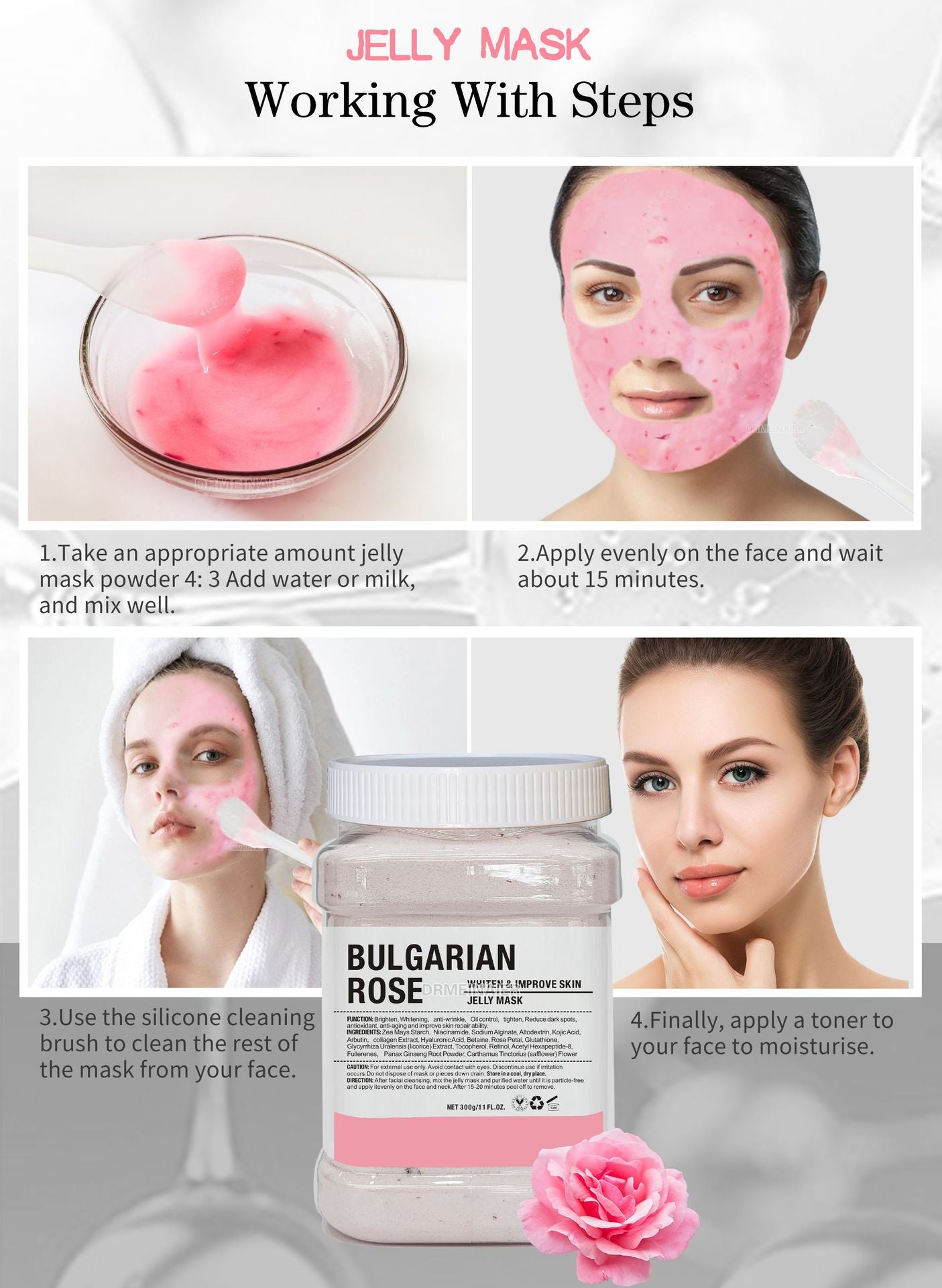 Plant Powder Masks Peel Off Vitamin C Hyaluronic Acid Facial SkinCare