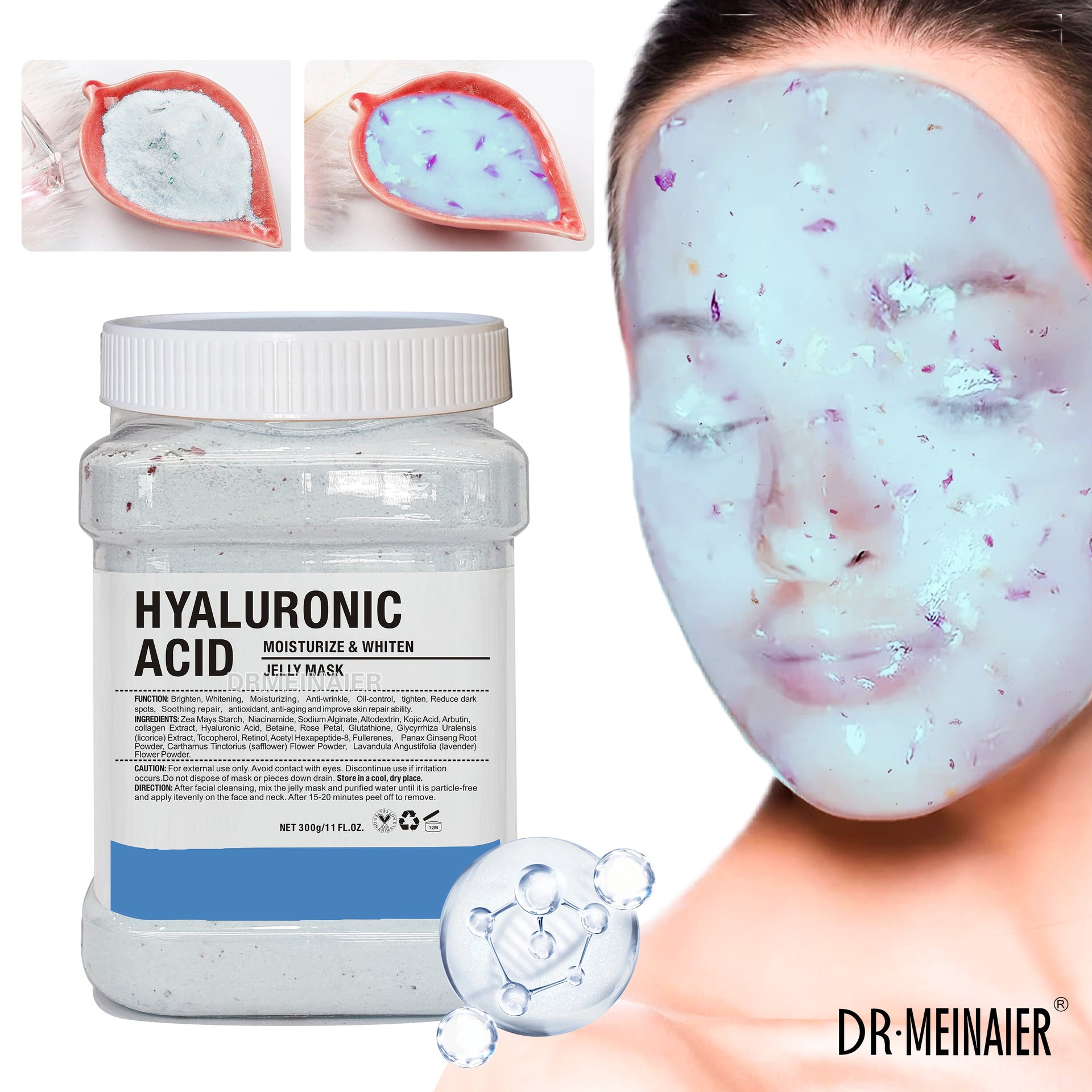 Plant Powder Masks Peel Off Vitamin C Hyaluronic Acid Facial SkinCare