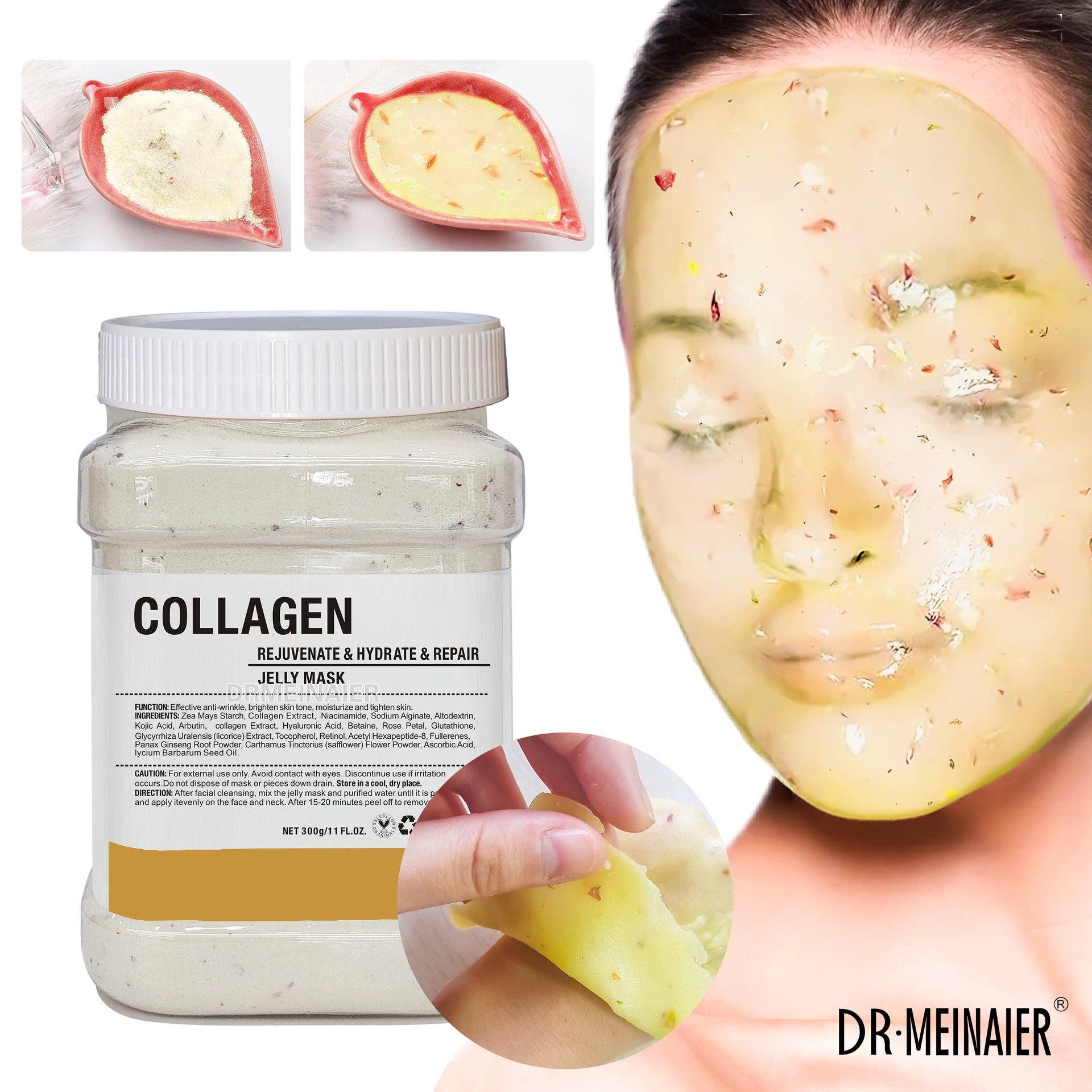 Plant Powder Masks Peel Off Vitamin C Hyaluronic Acid Facial SkinCare