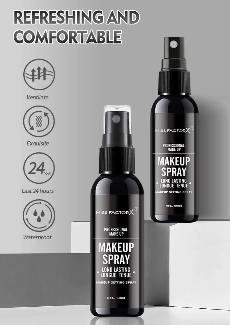 Professional lasting face makeup spray 60ml-waterproof, anti-sweat, oil control, anti-halo dyeing formula