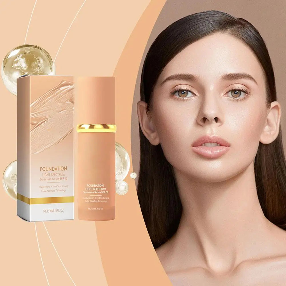 4-in-1 Foundation Liquid Makeup 4 In 1 Foundation Light Spectrum Sunscreen Serum Liquid Hydrating Full Coverage Concealer SPF 50