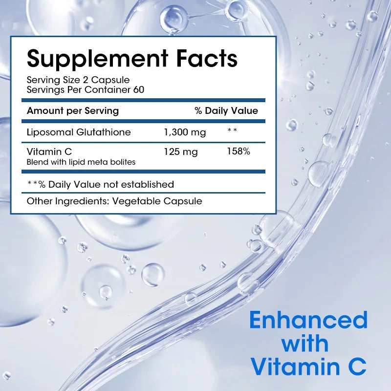 Glutathione Softgels Max Absorption Active Form L-Glutathione Reduced (GSH) with Vitamin C for Detox Anti-Aging Whitening Skin