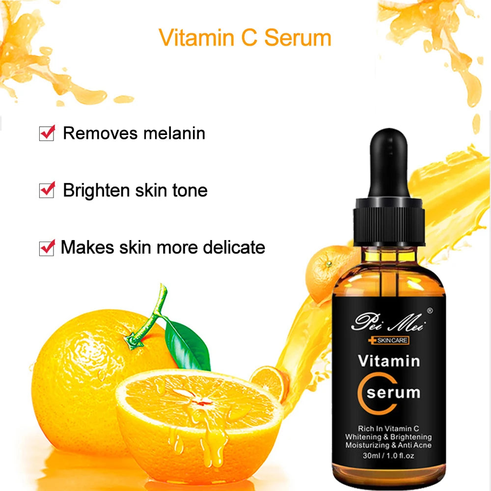 Vitamin C Facial Serum Brighten Skin Lighten Spots Hyaluronic Acid Face Essence