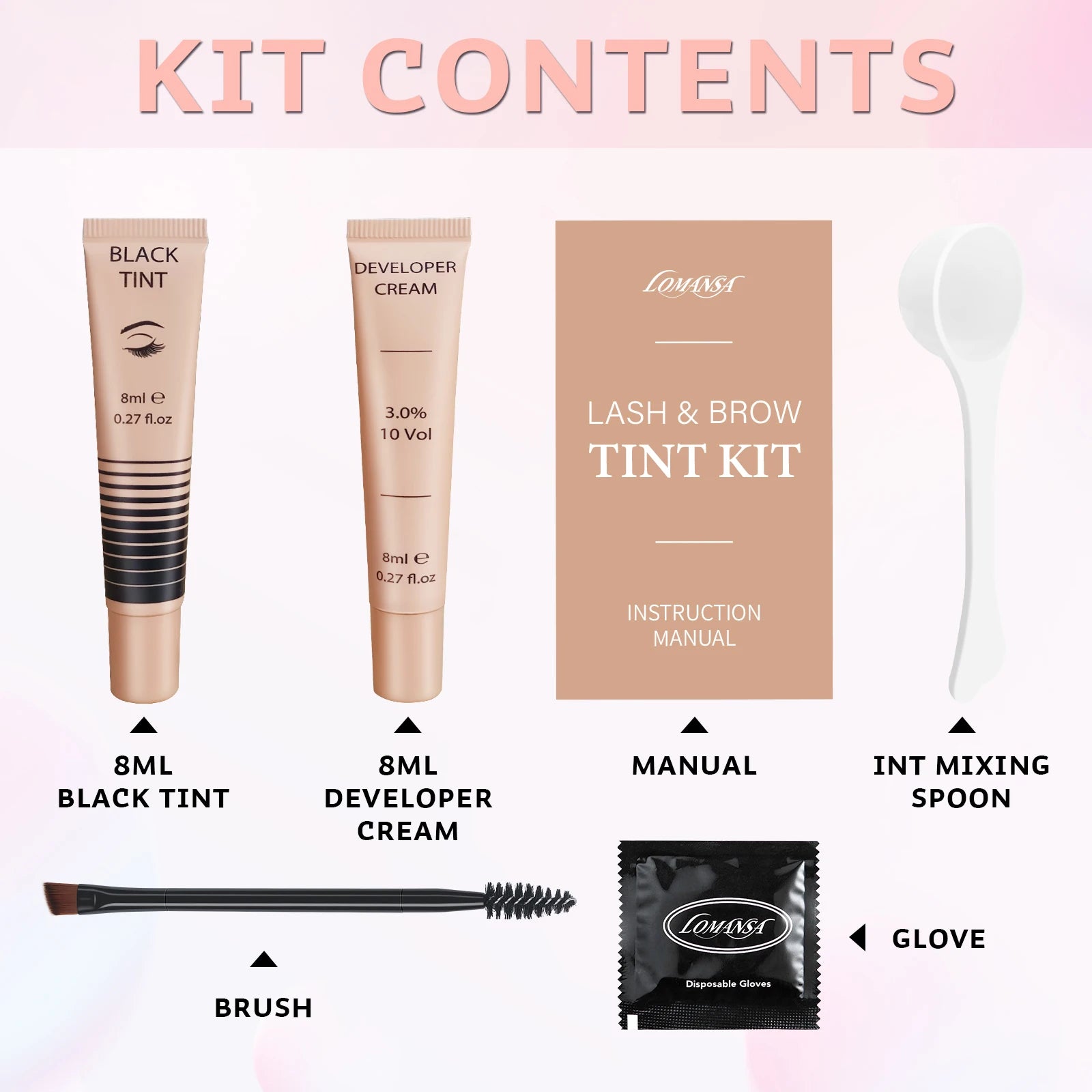 Lomans Korea Lash Color Kit Eyelash Color Set Black with Natural Effects Lasts 4 Weeks Easy to Use For Salon Lash Lift Tool