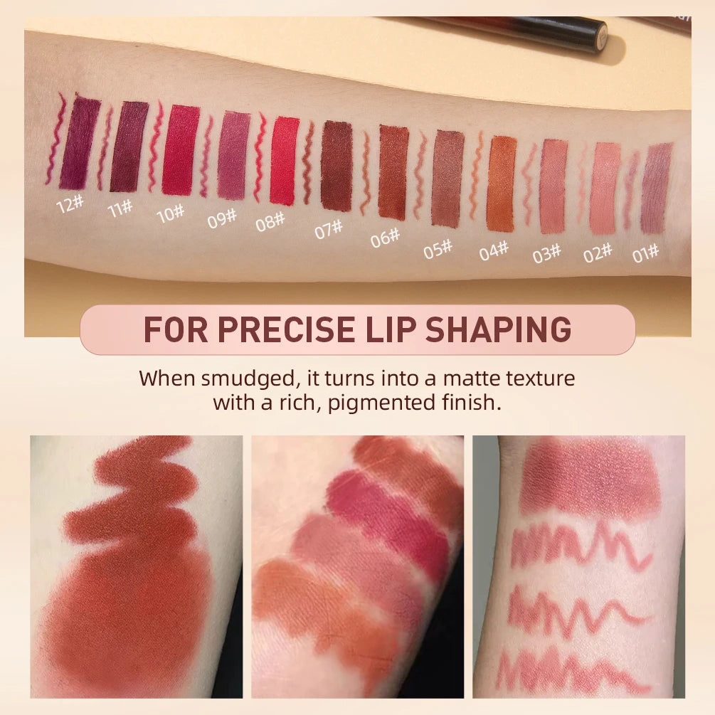 Lipstick Lipliner Pen Set Matte Nude Lip Liner Pencil Waterproof Long Lasting Lipstick Pen Contour Makeup For Women