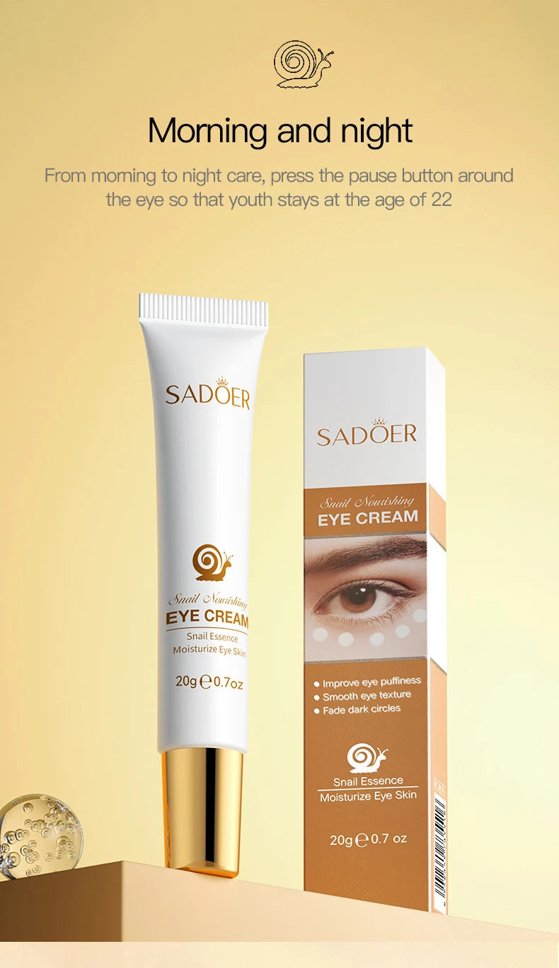 1/2/3pcs SADOER Snail Eye Cream Anti Dark Circles Under The Eyes Remove Eye bags Moisturizing Anti-Aging Eyes Skin Care Products