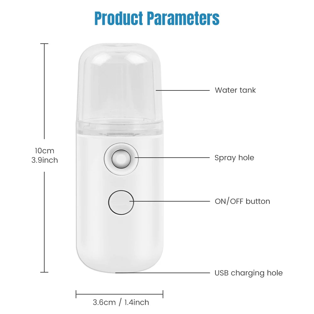 Nano Facial Steamer Facial Mister Portable Face Mister Cool Nano Mist Sprayer for Face Hydrating Sprayer Mini Handy Face Mister