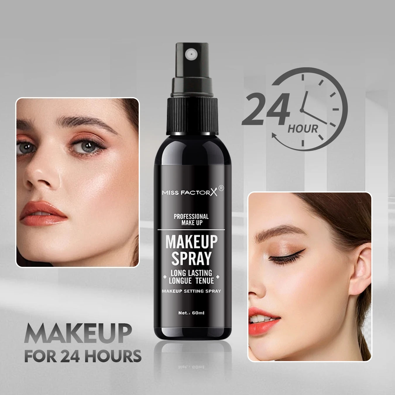 Professional lasting face makeup spray 60ml-waterproof, anti-sweat, oil control, anti-halo dyeing formula