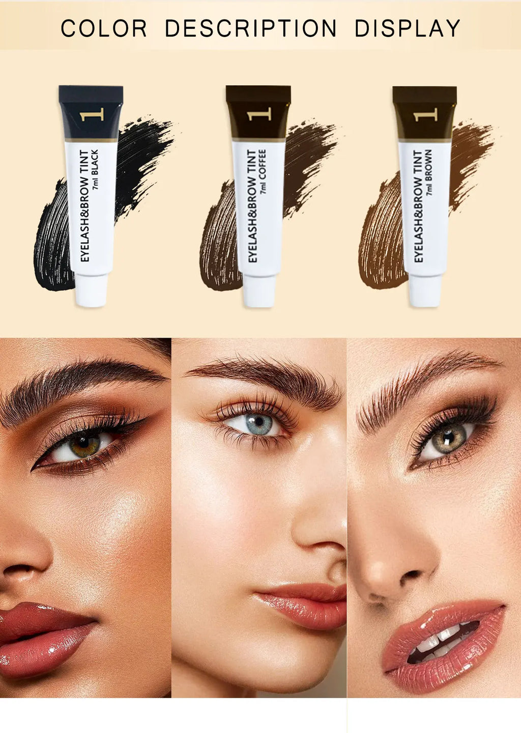 ICONSIGN Eyelashes and Eyebrow Tint Dye Eyebrow Dye Waterproof Long-lasting Eyebrow Brow Kit Semi Permanent Eyebrow black brown