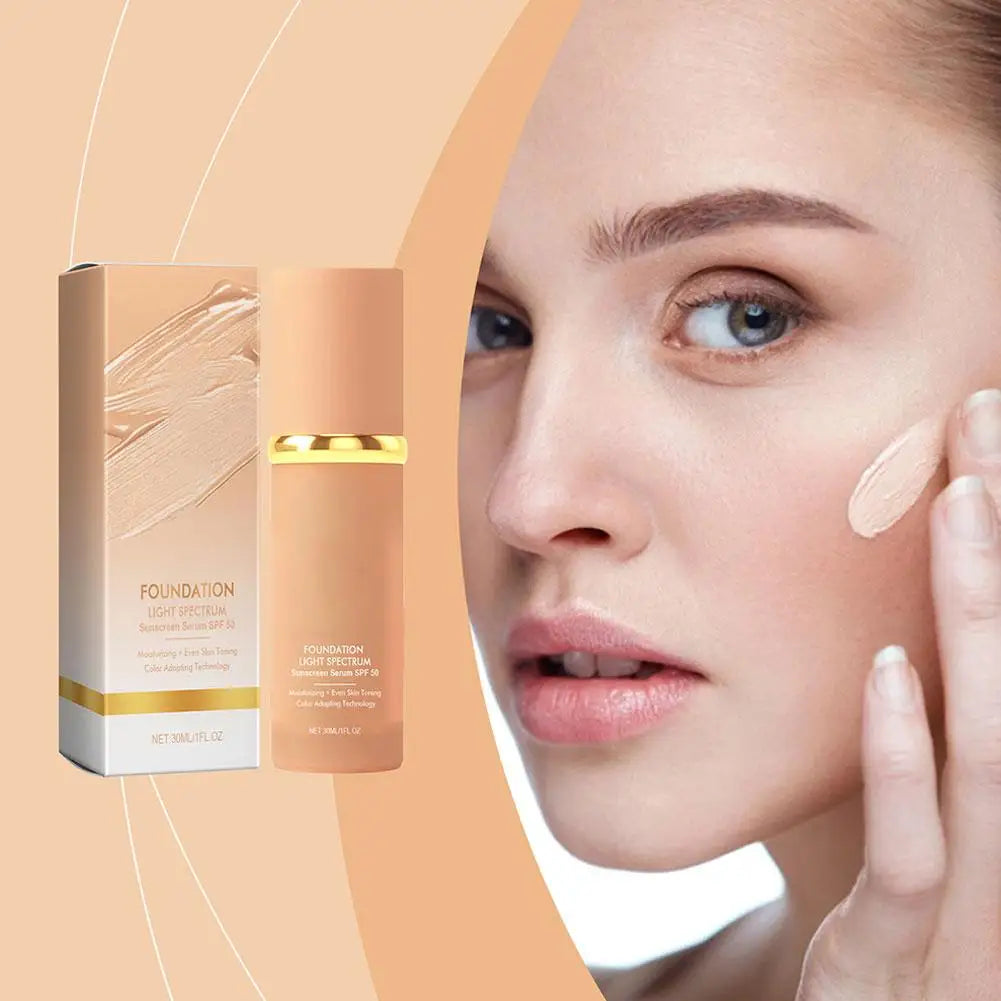 4-in-1 Foundation Liquid Makeup 4 In 1 Foundation Light Spectrum Sunscreen Serum Liquid Hydrating Full Coverage Concealer SPF 50