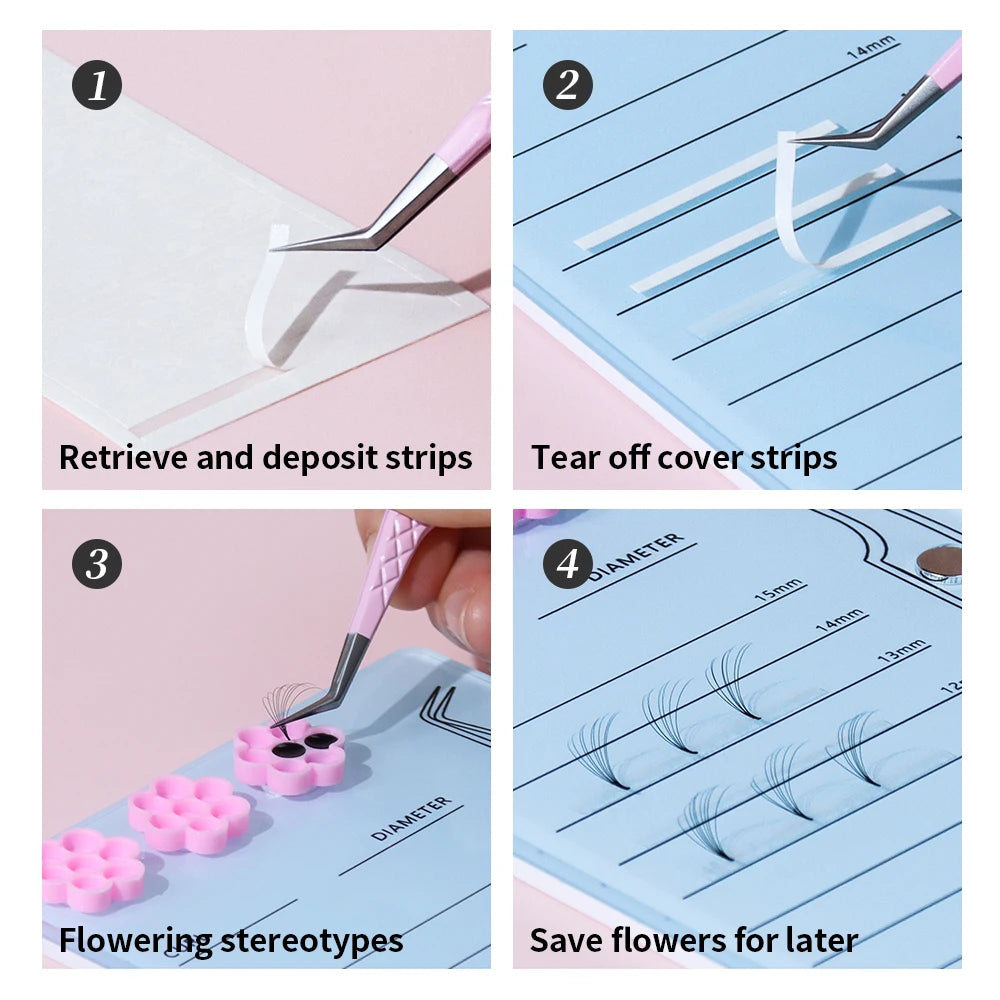 Premade Fan Volume Lashes Tapes Storage Sticky Strip Individual Eyelash Extension Strip Storage Pallet