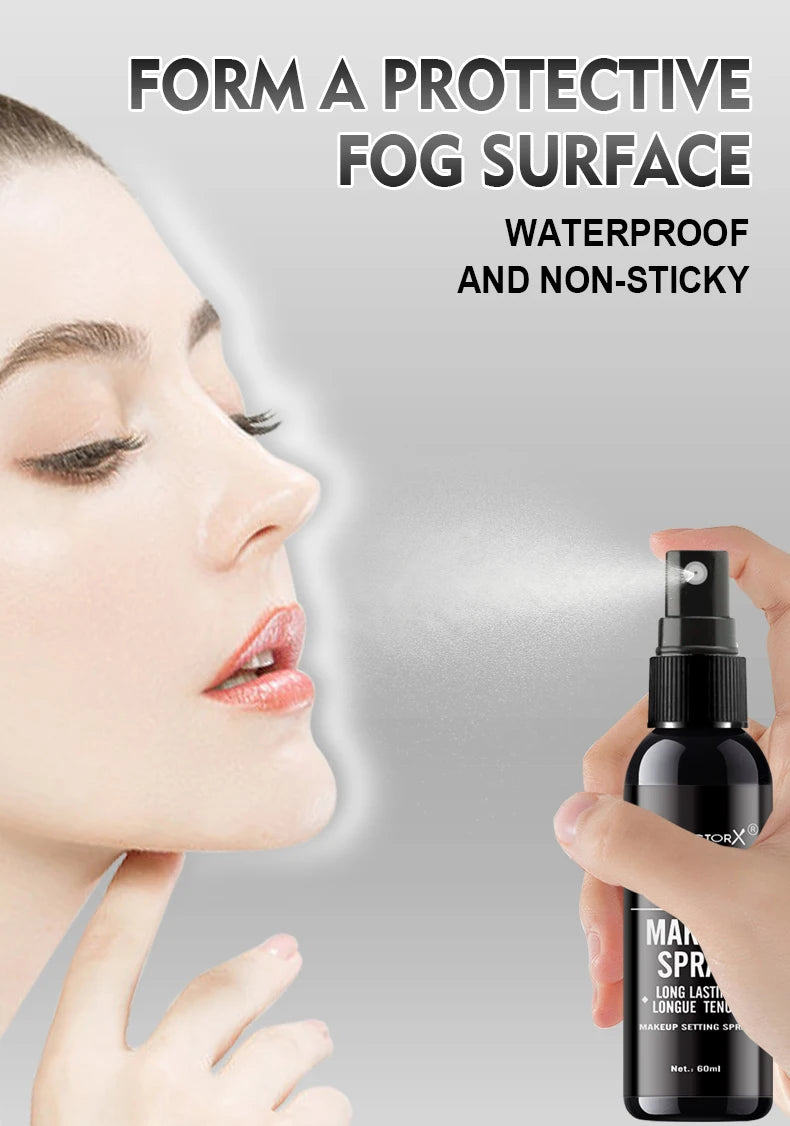 Professional lasting face makeup spray 60ml-waterproof, anti-sweat, oil control, anti-halo dyeing formula