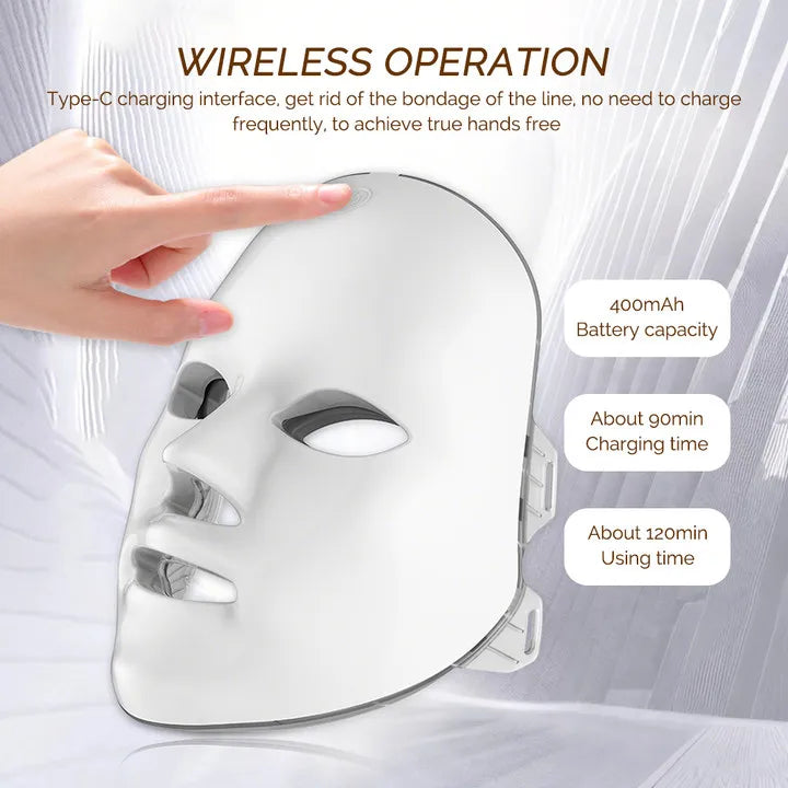 Wireless 7 Colors LED Facial Neck Skin Tighten Rejuvenation