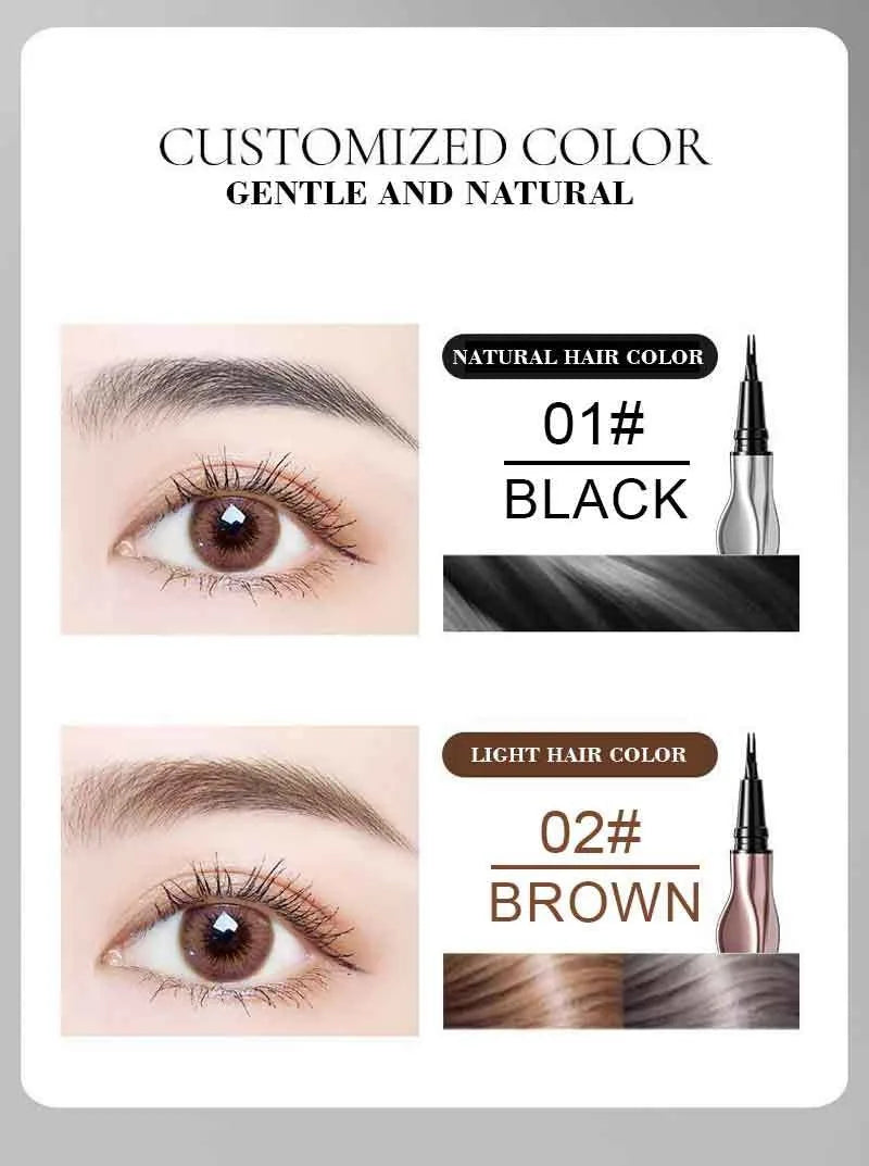 2 Point Wild Eyebrow Pencil Long-Lasting Easy Grip Waterproof Thin Liquid Silkworm Brow Pen Korean Makeup for Eyebrow Tattoo
