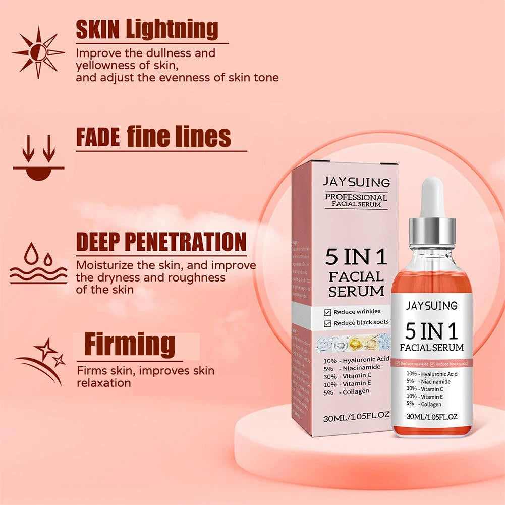 5 In 1 Fade fine lines Firming Serum Vitamin C Hyaluronic Acid Facial Serum Shrink Pores