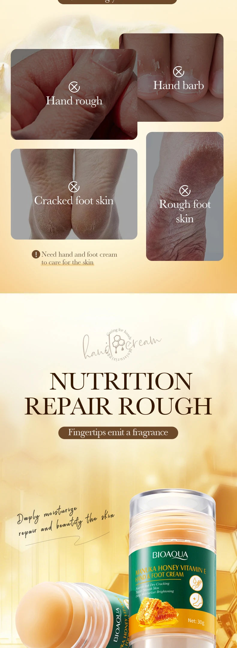Vitamin E Foot Cream Manuka Honey Anti-Cracking Moisturizing Hand And Foot Cream Mask For Feet Feet Cracked Foot Cream