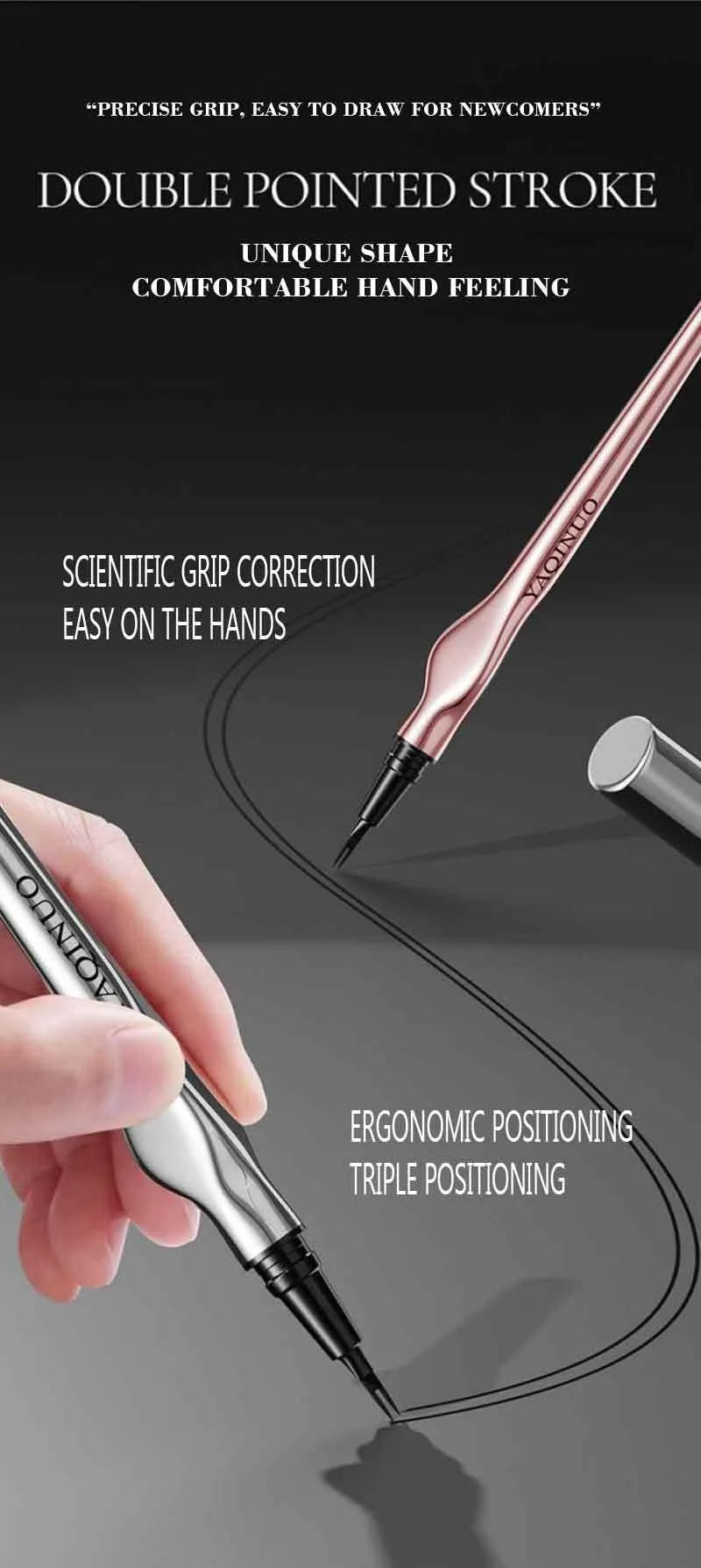 2 Point Wild Eyebrow Pencil Long-Lasting Easy Grip Waterproof Thin Liquid Silkworm Brow Pen Korean Makeup for Eyebrow Tattoo