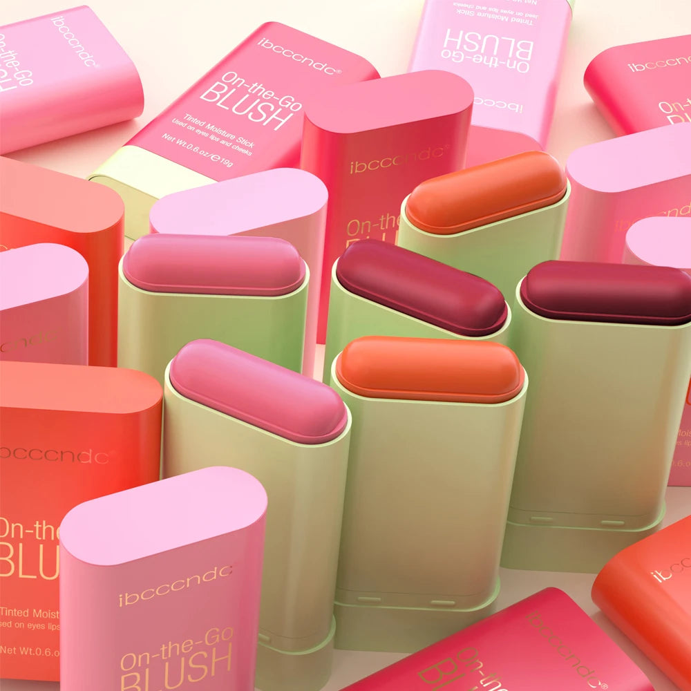 Collection of ibcconde blush products in various colors on a light background