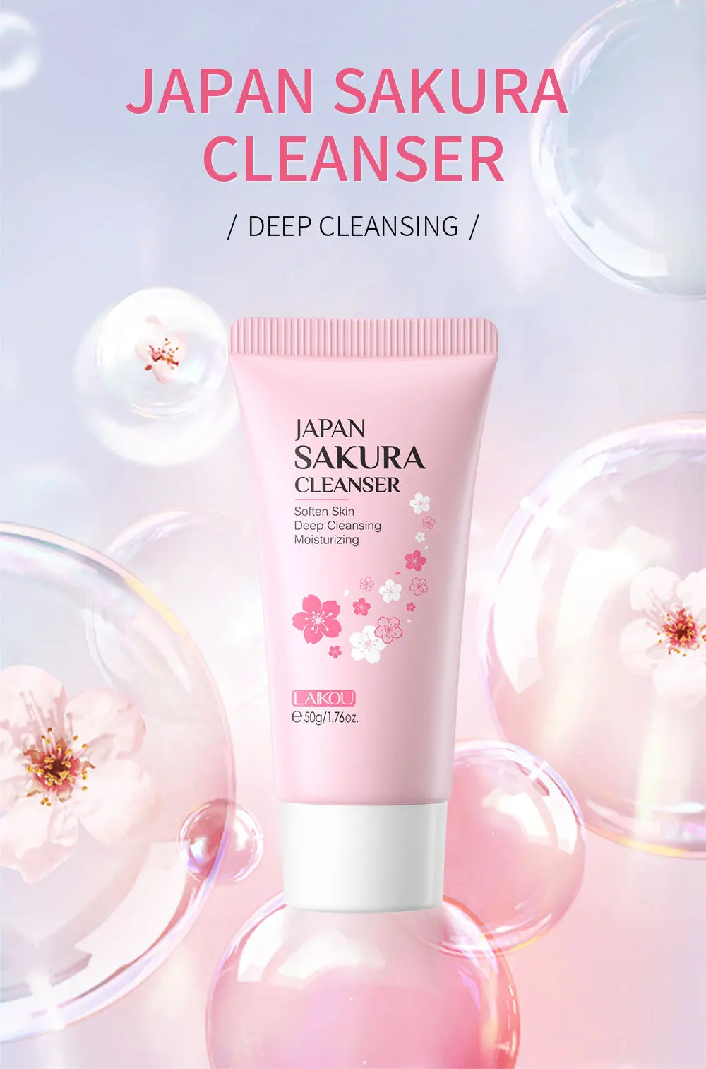 LAIKOU Facial Foaming Cleanser Deeply Cleansing Oil Control Moisturizing Blackhead Removal Skin Care Face Wash Foam Cleanser