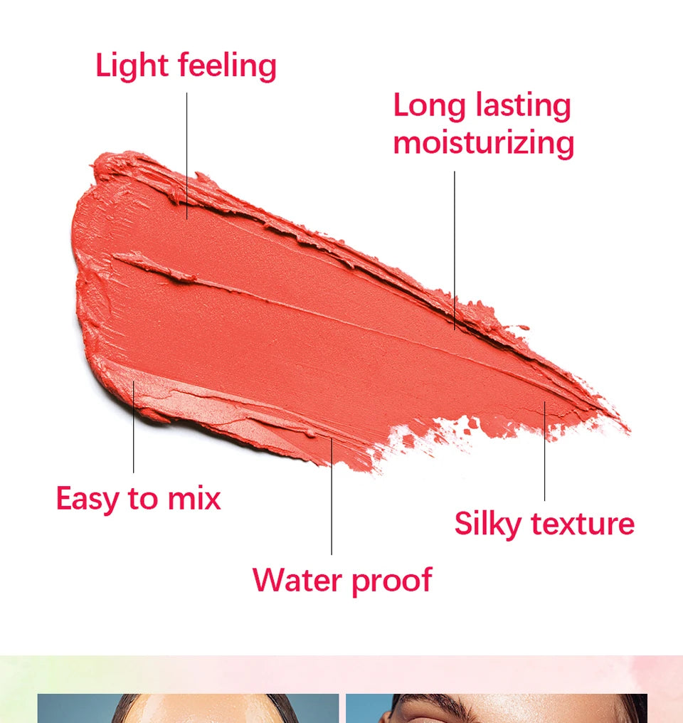 Make Up Blusher Cosmetics Pink Blush in Bar Korean Palette Long lasting Matte Stick