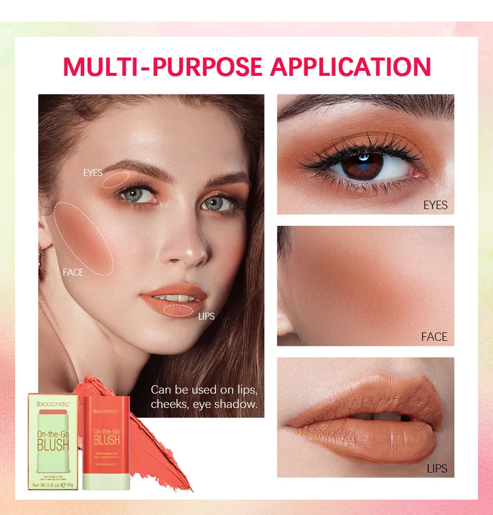 Make Up Blusher Cosmetics Pink Blush in Bar Korean Palette Long lasting Matte Stick