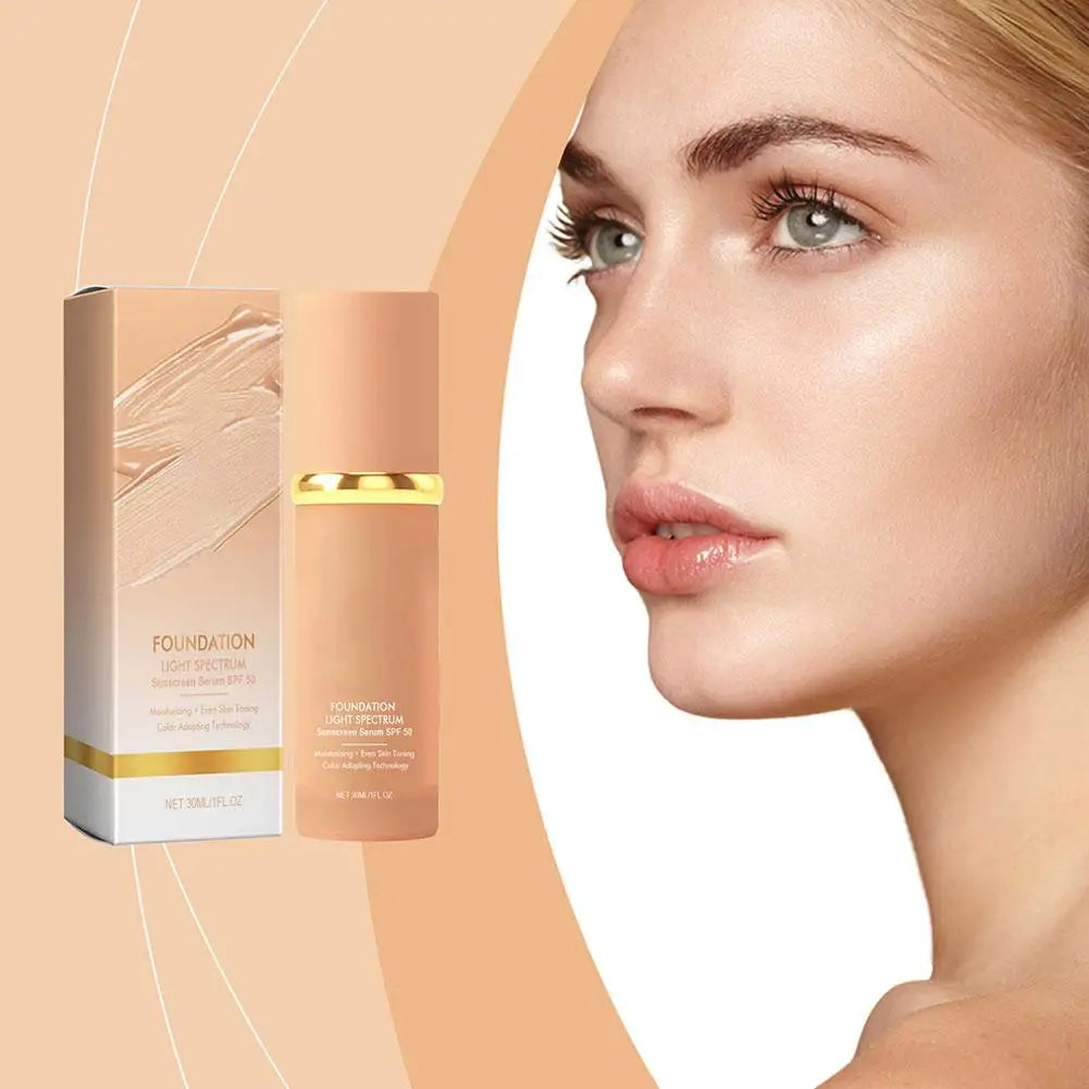 4-in-1 Foundation Liquid Makeup 4 In 1 Foundation Light Spectrum Sunscreen Serum Liquid Hydrating Full Coverage Concealer SPF 50