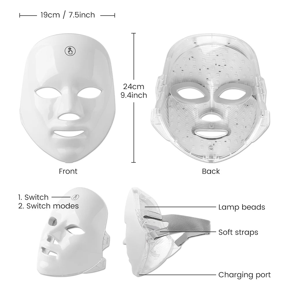 7 Colors Photon Facial LED Mask Light Therapy Anti Aging Anti-Wrinkle