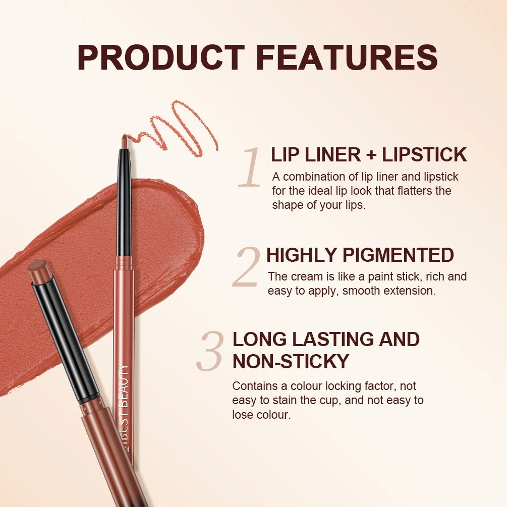Lipstick Lipliner Pen Set Matte Nude Lip Liner Pencil Waterproof Long Lasting Lipstick Pen Contour Makeup For Women