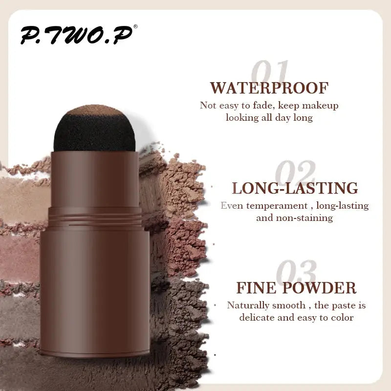 PTWOP One Step Eyebrow Stamp Shaping Kit Set Waterproof Women Makeup Brows Stencil And Kit Tattoo Eyebrow Brush Shipping Free