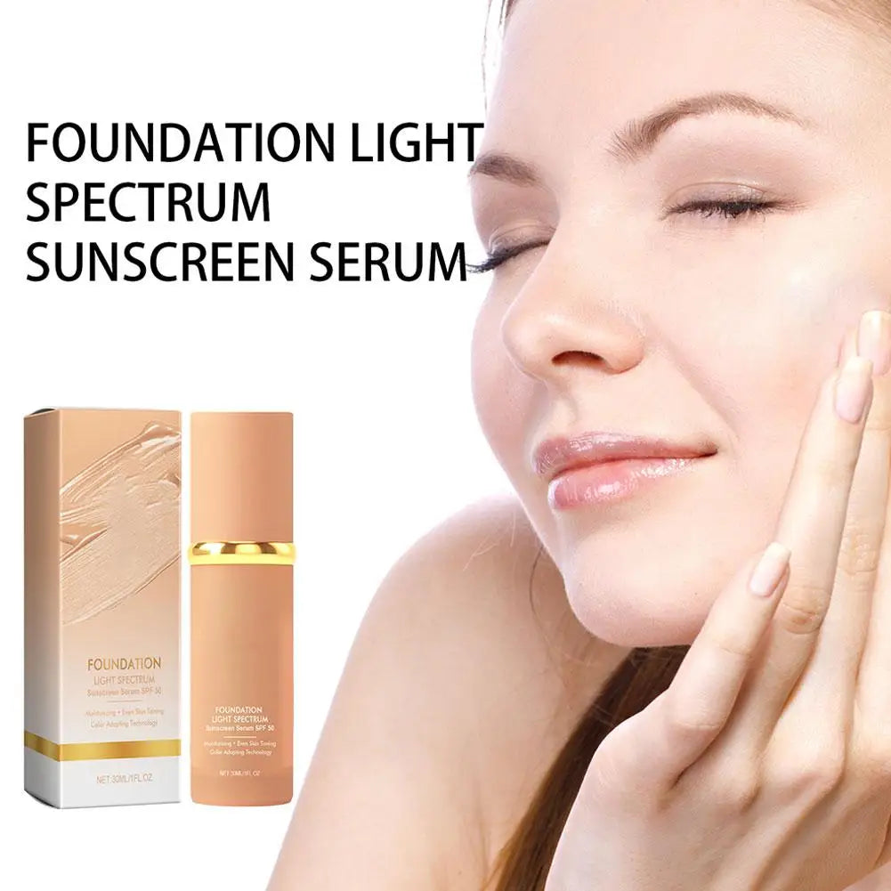 4-in-1 Foundation Liquid Makeup 4 In 1 Foundation Light Spectrum Sunscreen Serum Liquid Hydrating Full Coverage Concealer SPF 50