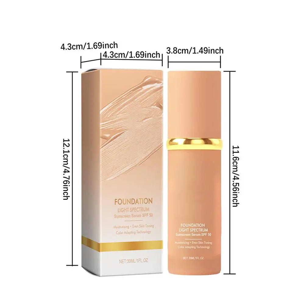 4-in-1 Foundation Liquid Makeup 4 In 1 Foundation Light Spectrum Sunscreen Serum Liquid Hydrating Full Coverage Concealer SPF 50