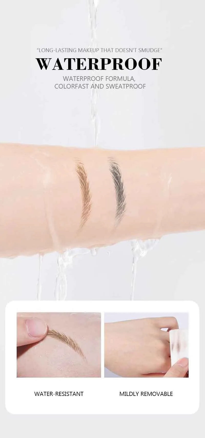 2 Point Wild Eyebrow Pencil Long-Lasting Easy Grip Waterproof Thin Liquid Silkworm Brow Pen Korean Makeup for Eyebrow Tattoo
