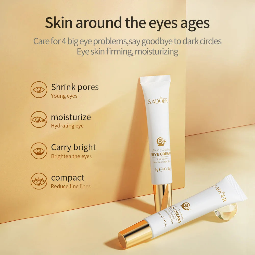 1/2/3pcs SADOER Snail Eye Cream Anti Dark Circles Under The Eyes Remove Eye bags Moisturizing Anti-Aging Eyes Skin Care Products