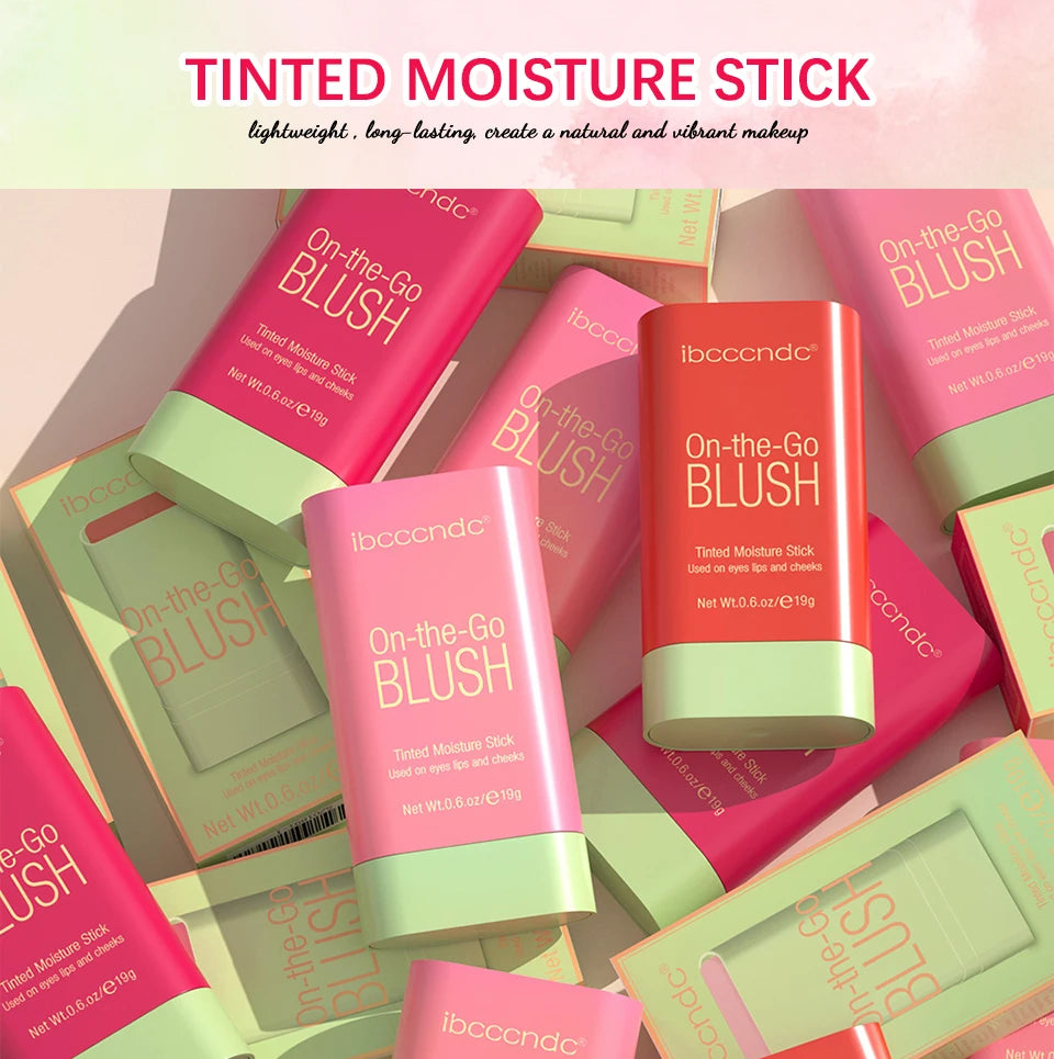 Ibotta On-the-Go Blush products with packaging on a light pink background