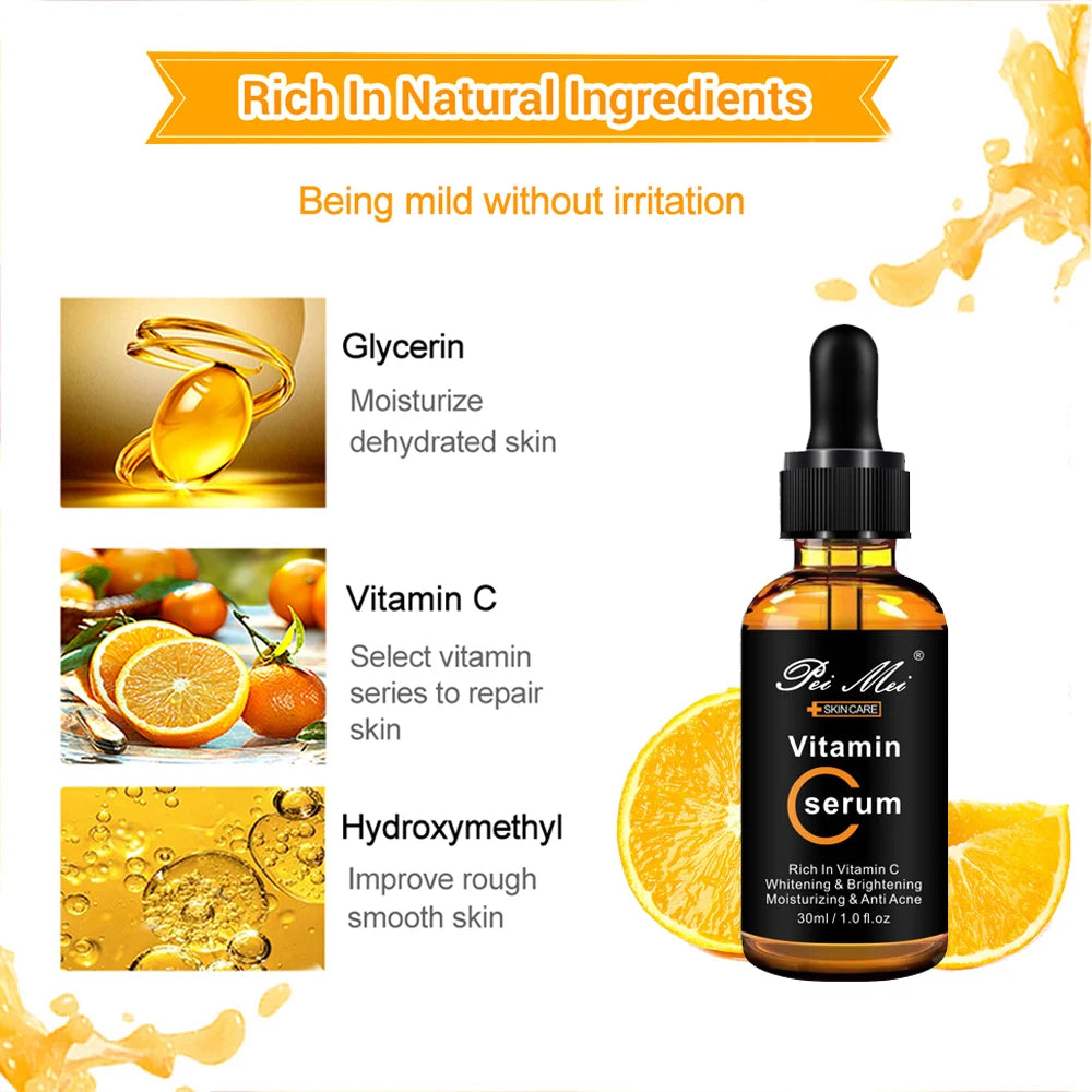 Vitamin C Facial Serum Brighten Skin Lighten Spots Hyaluronic Acid Face Essence