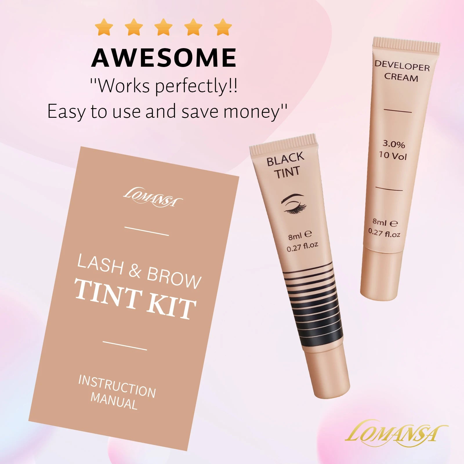 Lomans Korea Lash Color Kit Eyelash Color Set Black with Natural Effects Lasts 4 Weeks Easy to Use For Salon Lash Lift Tool