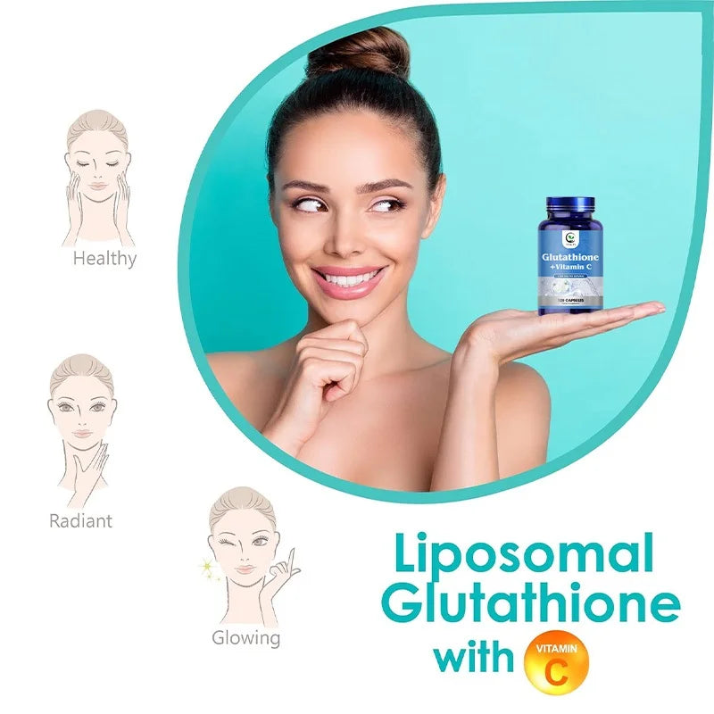 Glutathione Softgels Max Absorption Active Form L-Glutathione Reduced (GSH) with Vitamin C for Detox Anti-Aging Whitening Skin