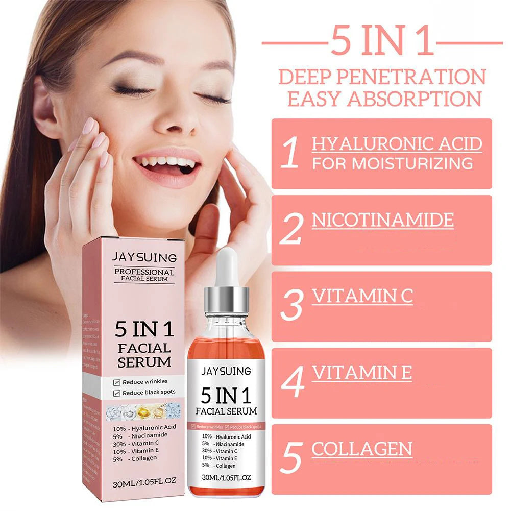 5 In 1 Fade fine lines Firming Serum Vitamin C Hyaluronic Acid Facial Serum Shrink Pores