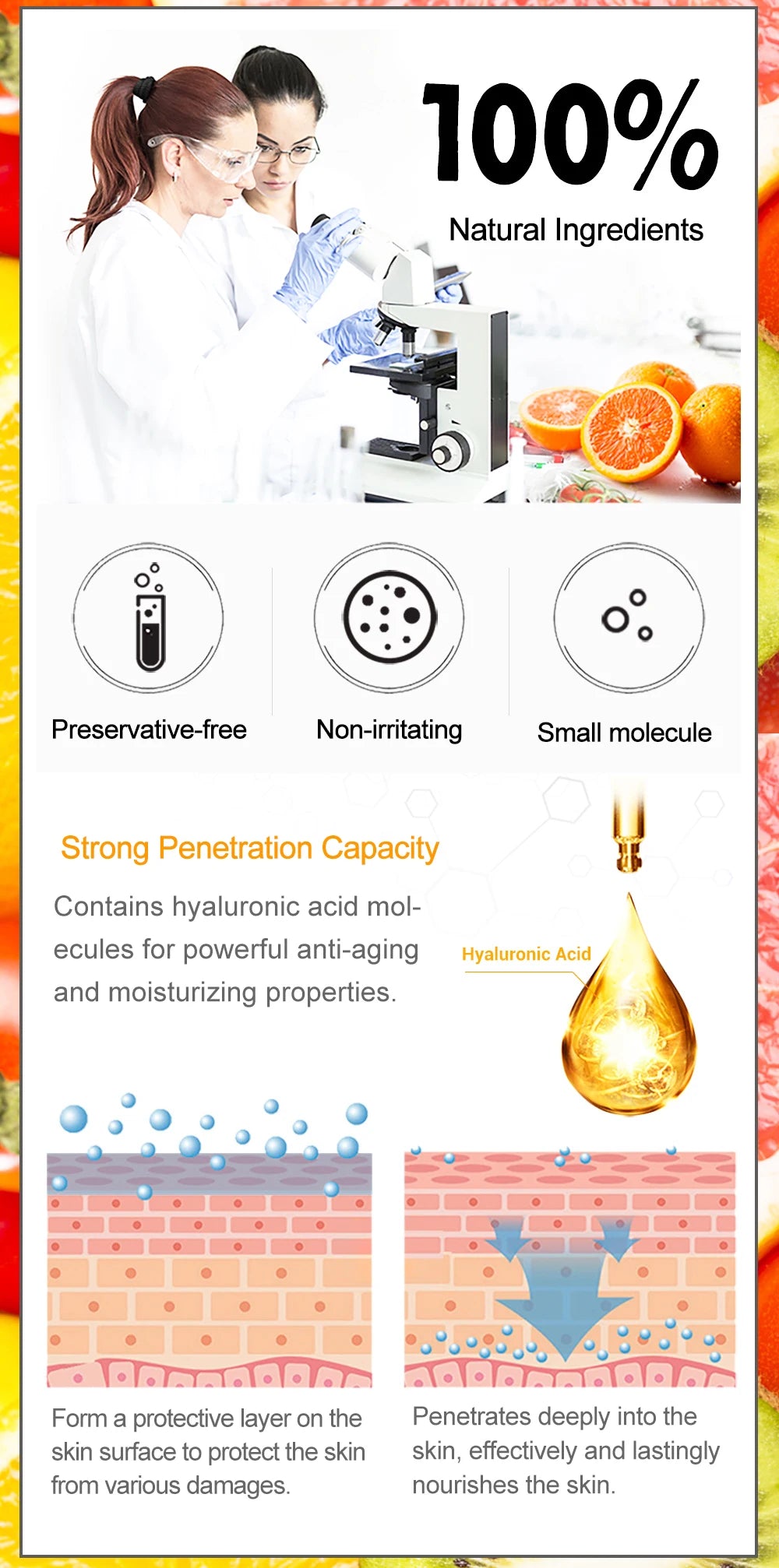 Vitamin C Facial Serum Brighten Skin Lighten Spots Hyaluronic Acid Face Essence