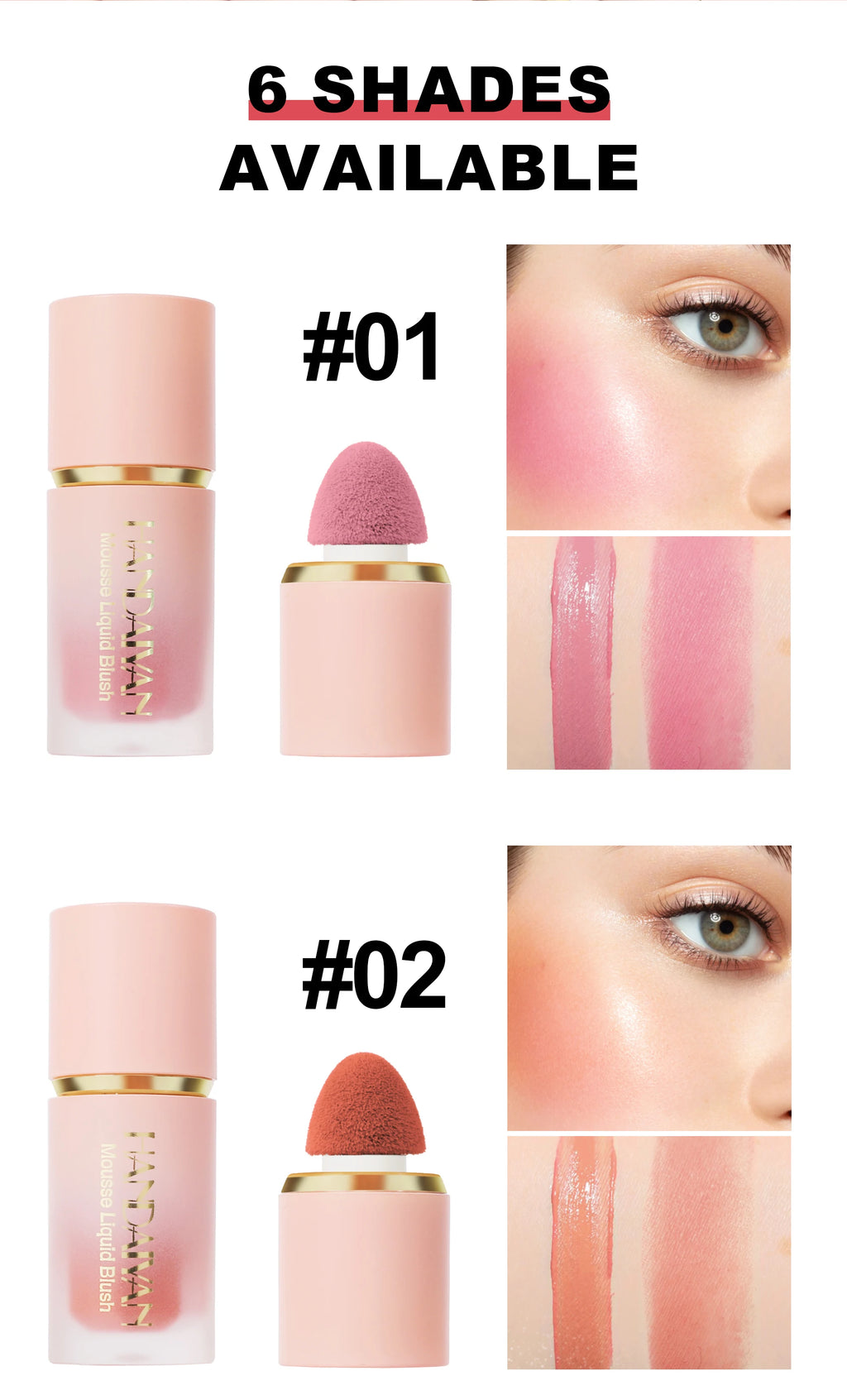 Matte Liquid BlushEasy Waterproof blush sponge brush head