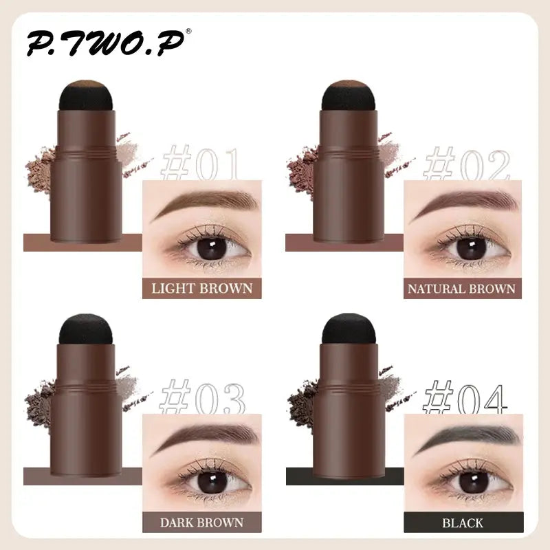 PTWOP One Step Eyebrow Stamp Shaping Kit Set Waterproof Women Makeup Brows Stencil And Kit Tattoo Eyebrow Brush Shipping Free