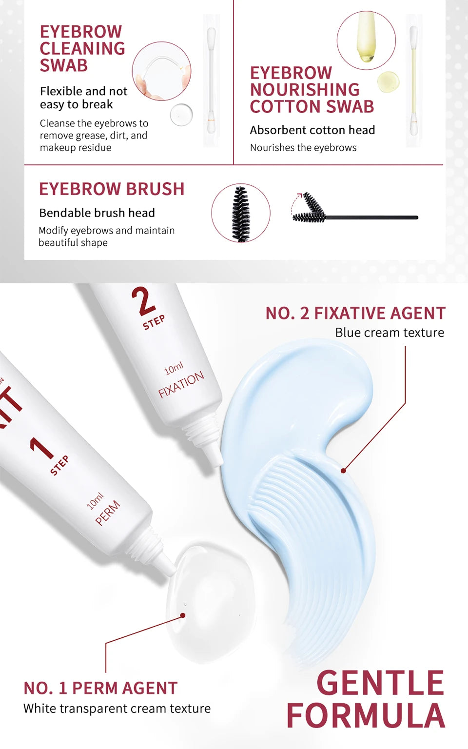 Brow Lamination Kit Semi-Permanent Lash & Brow Fixation Lash Perming Set for Eyelashes Brow Lift Perm Fixation Tube Set Makeup