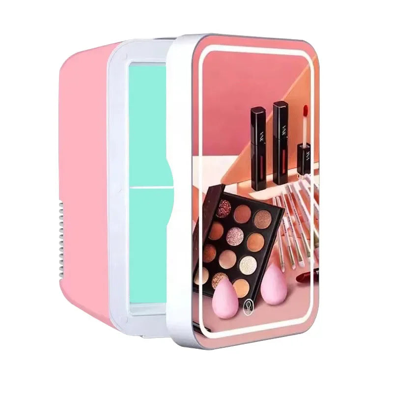 8L Mini Beauty Cosmetics Storage Refrigerator Mirror Car And Household Dormitory Office Fruit Beverage Breast Milk Cold And Hot