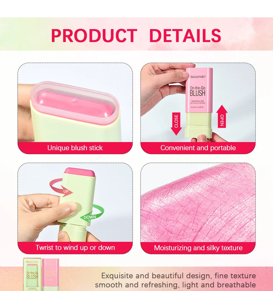 Make Up Blusher Cosmetics Pink Blush in Bar Korean Palette Long lasting Matte Stick