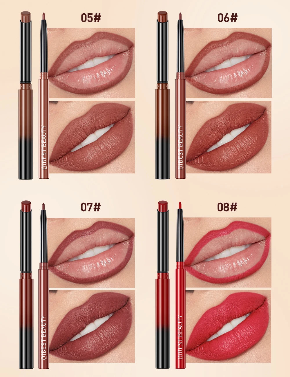 Lipstick Lipliner Pen Set Matte Nude Lip Liner Pencil Waterproof Long Lasting Lipstick Pen Contour Makeup For Women