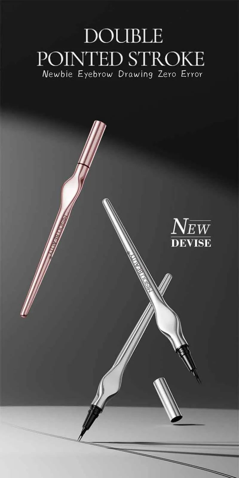 2 Point Wild Eyebrow Pencil Long-Lasting Easy Grip Waterproof Thin Liquid Silkworm Brow Pen Korean Makeup for Eyebrow Tattoo