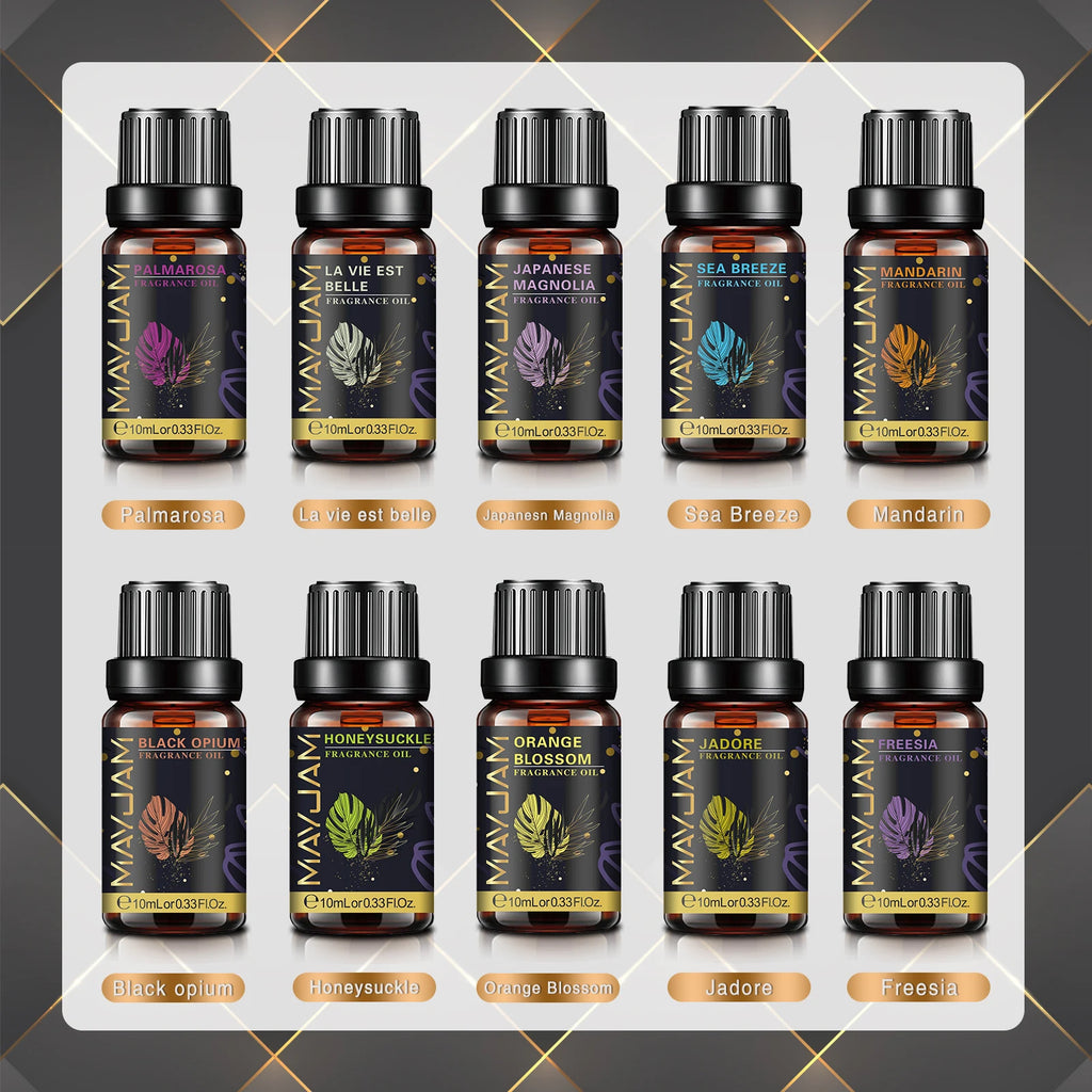 MAYJAM 10ml Fragrance Oil for Home Car Diffuser Coconut Vanilla La Vie Est Belle Angel Black Orchid CHANCE Freesia Essence Oil