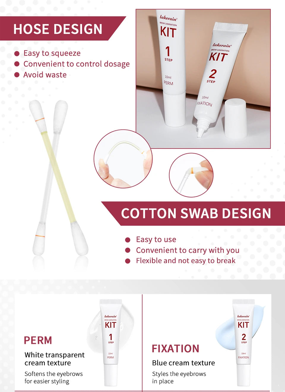 Brow Lamination Kit Semi-Permanent Lash & Brow Fixation Lash Perming Set for Eyelashes Brow Lift Perm Fixation Tube Set Makeup