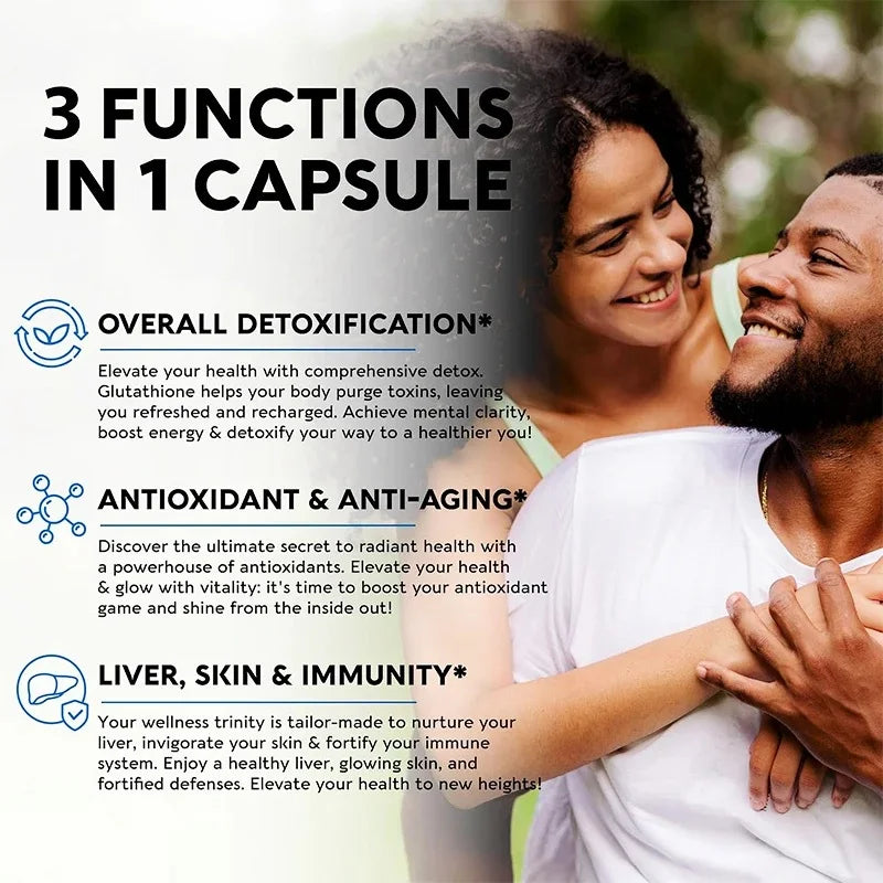 Glutathione Softgels Max Absorption Active Form L-Glutathione Reduced (GSH) with Vitamin C for Detox Anti-Aging Whitening Skin