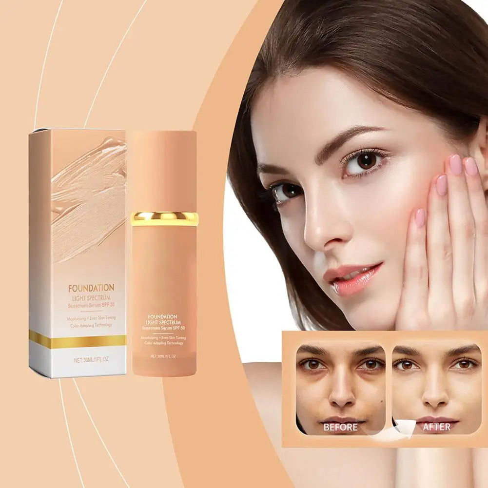 4-in-1 Foundation Liquid Makeup 4 In 1 Foundation Light Spectrum Sunscreen Serum Liquid Hydrating Full Coverage Concealer SPF 50